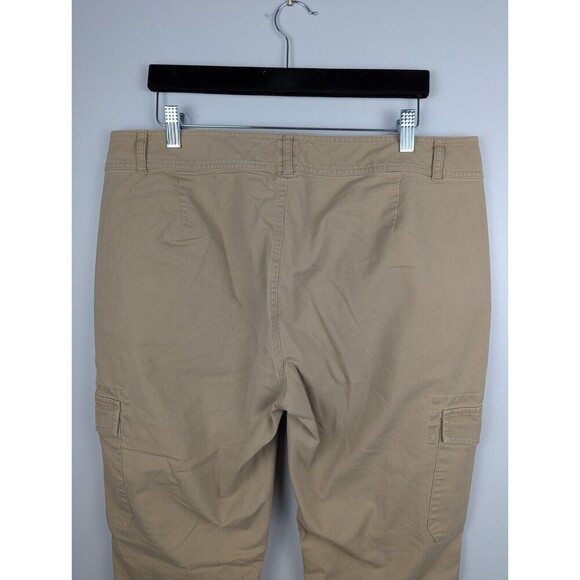 American Living Women's Cargo Pants Size 14 Tan Khaki Snap Up Pockets Straight - Picture 8 of 10